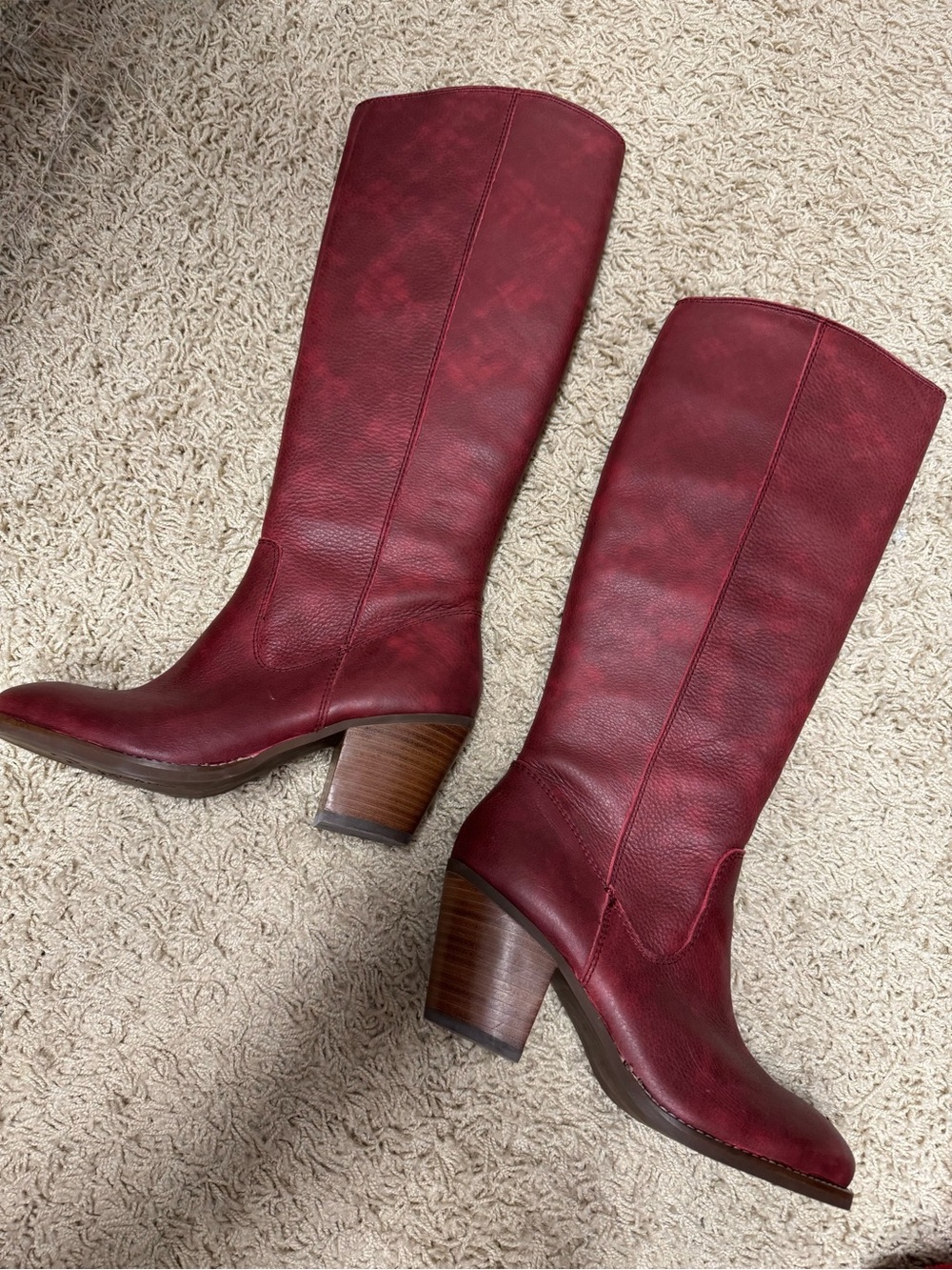 Seychelles Women’s Tall Red Leather Block Heel Boots 7.5